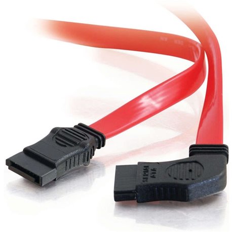 C2G 36in 7-pin 180&deg to 90&deg 1-Device Side Serial ATA Cable - Female SATA - Female SATA - 36" - Translucent Red