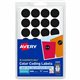 Avery Color-Coding Labels - - Height3/4" Diameter - Removable Adhesive - Round - Laser, Inkjet - Black - Paper - 28 / Sheet - 10