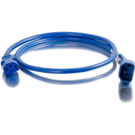 C2G 1ft 18AWG Power Cord (IEC320C14 to IEC320C13) - Blue - For PDU, Switch, Server - 250 V AC / 10 A - Blue - 1 ft Cord Length -