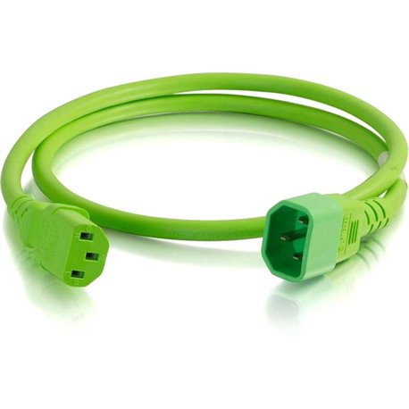 C2G 1ft 18AWG Power Cord (IEC320C14 to IEC320C13) - Green - For PDU, Switch, Server - 250 V AC / 10 A - Green - 1 ft Cord Length