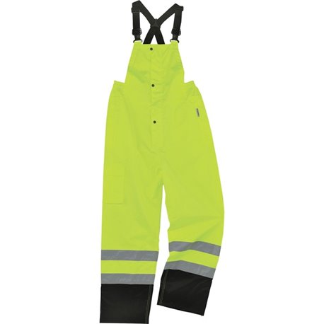 GloWear 8918BK Class E Bottom Rain Bibs - Bib Overall - X-Large - Lime - 300D Oxford Polyester, Polyurethane