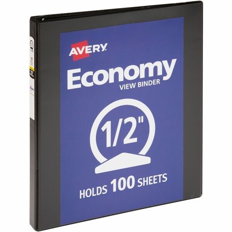 Avery Economy View Binder - 1/2" Binder Capacity - Letter - 8 1/2" x 11" Sheet Size - 100 Sheet Capacity - 3 x Round Ring Fasten