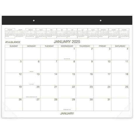 At-A-Glance 2-Color Desk Pad - Standard Size - Monthly - 12 Month - January 2025 - December 2025 - 1 Month Single Page Layout - 