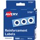 Avery White Self-Adhesive Reinforcement Labels - 0.3" Diameter - 3 x Holes - Round - White - Polyvinyl - 1000 / Pack