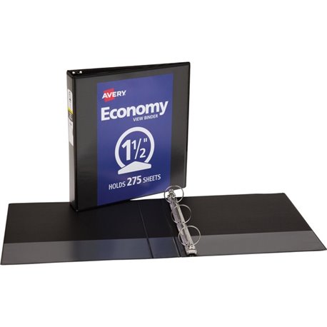 Avery Economy View Binder - 1 1/2" Binder Capacity - Letter - 8 1/2" x 11" Sheet Size - 275 Sheet Capacity - 3 x Round Ring Fast