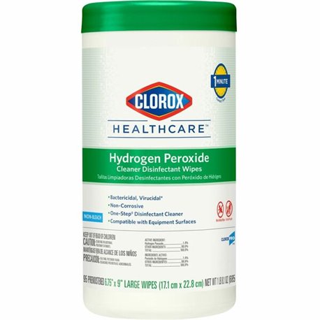 Clorox Healthcare Hydrogen Peroxide Cleaner Disinfectant Wipes - 95 / Canister - 1 Each - Pre-moistened, Disinfectant, Deodorize