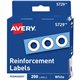 Avery White Self-Adhesive Reinforcement Labels - 0.3" Diameter - 0.25" Maximum Capacity - Round - White - 200 / Pack