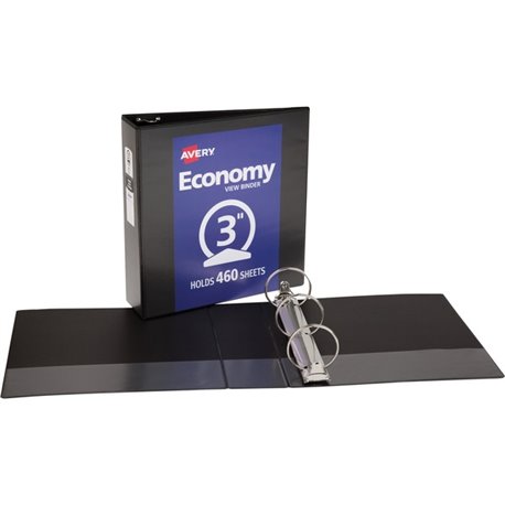 Avery Economy View Binder - 3" Binder Capacity - Letter - 8 1/2" x 11" Sheet Size - 460 Sheet Capacity - 3 x Round Ring Fastener