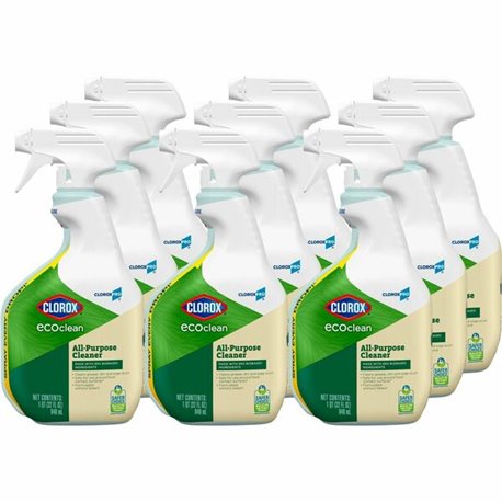 Clorox EcoClean All-Purpose Cleaner Spray - 32 fl oz (1 quart) - 9 / Carton - Dye-free, Phosphate-free, Paraben-free, Petroleum 