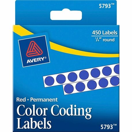 Avery 1/4" Color-Coding Labels - - Height1/4" Diameter - Permanent Adhesive - Round - Dark Blue - 450 / Pack - Self-adhesive