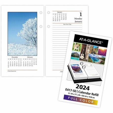 At-A-Glance Recycled Loose-Leaf Desk Calendar Refill - Standard Size - Julian Dates - Daily - 12 Month - January 2024 - December