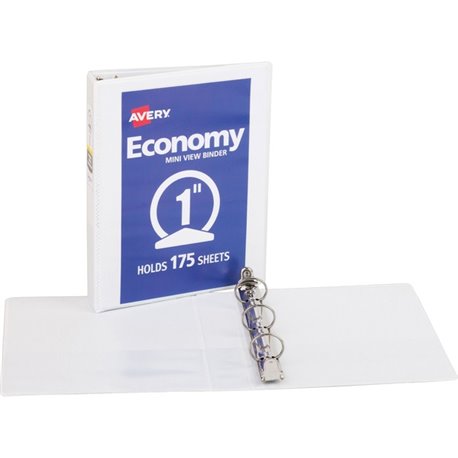 Avery Economy View Binder - 1" Binder Capacity - Statement - 5 1/2" x 8 1/2" Sheet Size - 175 Sheet Capacity - 3 x Round Ring Fa