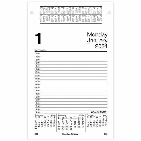 At-A-Glance Loose-Leaf Desk Calendar Refill withTabs - Standard Size - Julian Dates - Daily - 12 Month - January 2024 - December