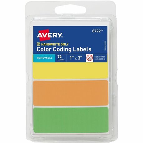 Avery Rectangular Removable Color Coding Labels on Small Sheets - 1" Height x 1" Width x 3" Length - Removable Adhesive - Rectan