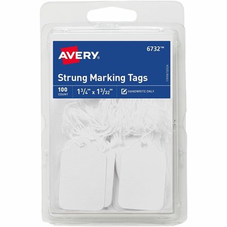 Avery Marking Tags, Strung, 1-3/4" x 1-3/32" , 100 Tags (6732) - 1.75" Length x 1.09" Width - Rectangular - String Fastener - 36