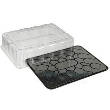 SEPG DisplayCake PET Half-Sheet Cake Dome - Storing, Transporting - Black, Clear - Polyethylene Terephthalate (PET) Body - 25 / 