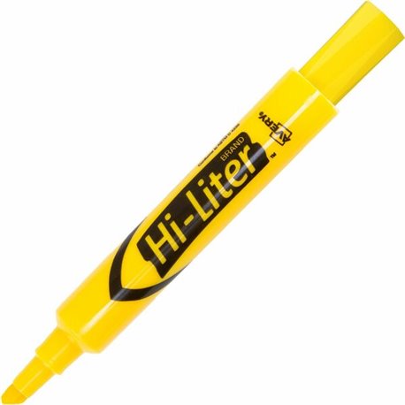 Avery Desk Style Highlighters - Chisel Marker Point Style - Yellow - Yellow Barrel - 12 / Dozen