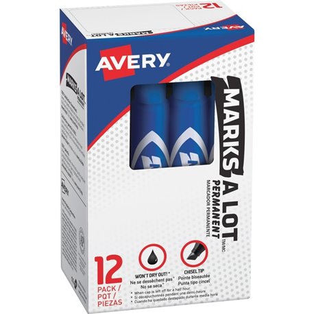 Avery Marks-A-Lot Desk-Style Permanent Markers - Regular Marker Point - 4.7625 mm Marker Point Size - Chisel Marker Point Style 