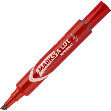 Avery Marks A Lot Permanent Markers - Regular Marker Point - 4.7625 mm Marker Point Size - Chisel Marker Point Style - Red - Red