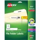 Avery TrueBlock File Folder Labels - 2/3" Width x 3 7/16" Length - Permanent Adhesive - Rectangle - Laser, Inkjet - White - Pape