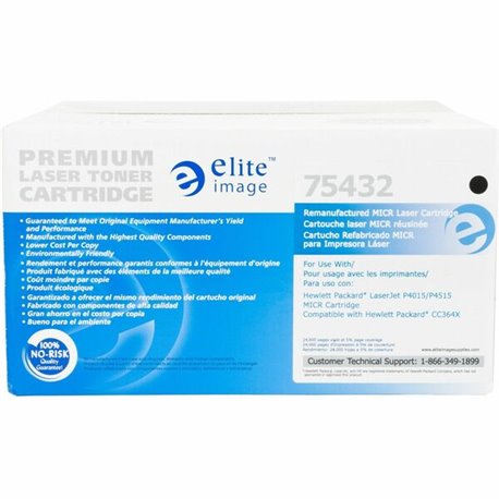 Elite Image Remanufactured MICR High Yield Laser Toner Cartridge - Alternative for HP 64X (CC364X) - Black - 1 Each - 24000 Page