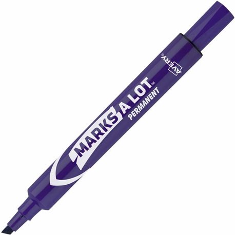 Avery Large Desk-Style Permanent Markers - 4.7625 mm Marker Point Size - Chisel Marker Point Style - Purple - Purple Plastic Bar