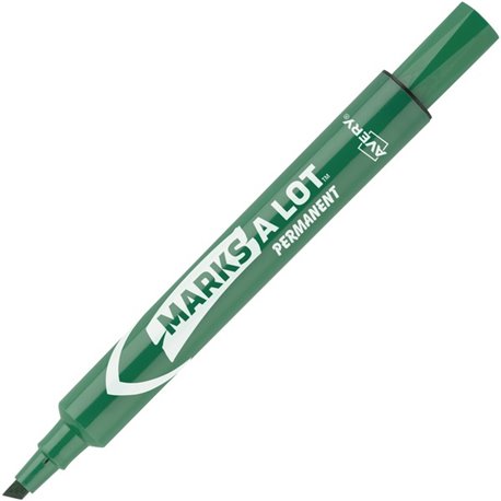 Avery Large Desk-Style Permanent Markers - 4.7625 mm Marker Point Size - Chisel Marker Point Style - Green - Green Plastic Barre