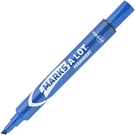 Avery Large Desk-Style Permanent Markers - 4.7625 mm Marker Point Size - Chisel Marker Point Style - Blue - Blue Plastic Barrel 