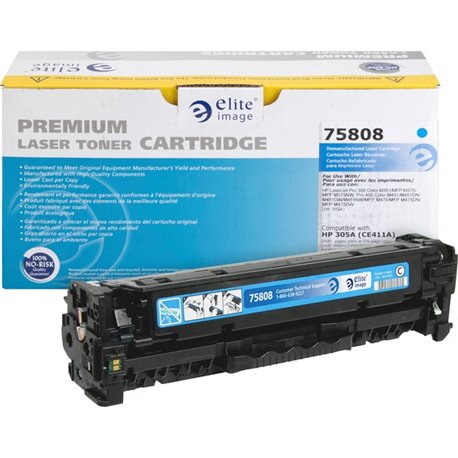 Elite Image Remanufactured Toner Cartridge - Alternative for HP 305A (CE411A) - Laser - 2600 Pages - Cyan - 1 Each