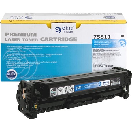 Elite Image Remanufactured Laser Toner Cartridge - Alternative for HP 305A (CE410A) - Black - 1 Each - 2200 Pages