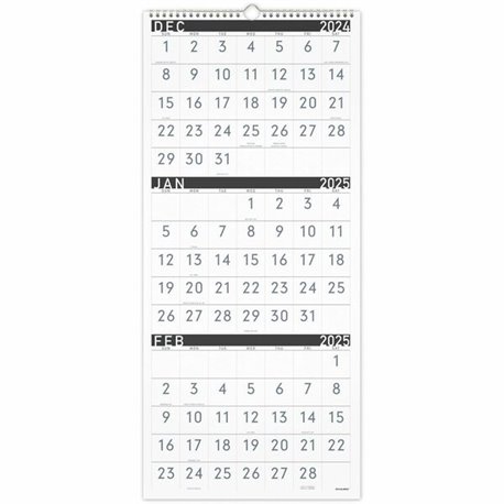 At-A-Glance Contemporary 3-Month Reference Wall Calendar - Large Size - Monthly - 15 Month - December 2024 - February 2026 - 3 M