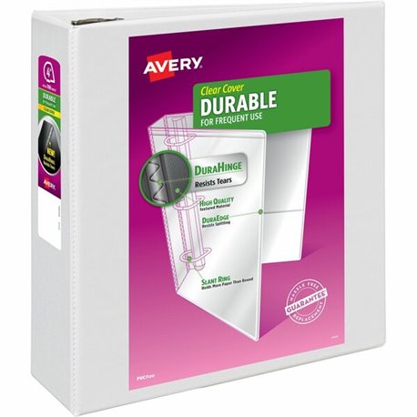 Avery Durable View 3 Ring Binder - 4" Binder Capacity - Letter - 8 1/2" x 11" Sheet Size - 780 Sheet Capacity - 3 x D-Ring Faste