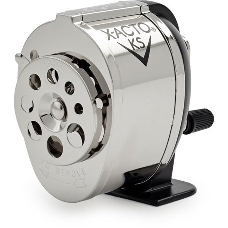 X-Acto KS Manual Pencil Sharpener - Metal, Steel - Chrome, Black, Silver - 1 Each