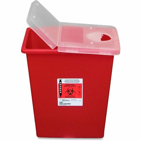 Covidien Kendall Sharps Containers with Hinged Lid - 8 gal Capacity - 17.5" Height x 15.5" Width x 11" Depth - Red - 1 Each