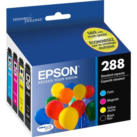 Epson DURABrite Ultra 288 Original Standard Yield Inkjet Ink Cartridge - Pigment Black, Pigment Cyan, Pigment Magenta, Pigment Y