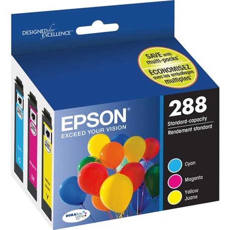 Epson DURABrite Ultra T288 Original Inkjet Ink Cartridge - Cyan, Magenta, Yellow - 3 / Pack - 165 Pages