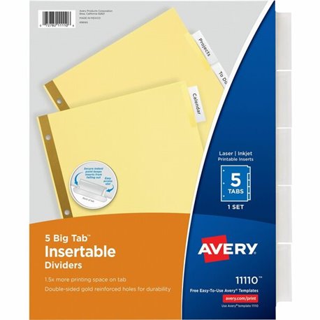 Avery Big Tab Insertable Dividers - 120 x Divider(s) - 5 Tab(s) - 5 - 5 Tab(s)/Set - 8.5" Divider Width x 11" Divider Length - L