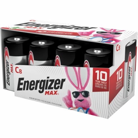 Energizer MAX Alkaline C Batteries, 8 Pack - For Multipurpose - C - 1.5 V DC - Alkaline - 8 / Pack