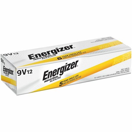 Energizer Industrial 9V Batteries, 9 Volt Energizer Industrial Alkaline Batteries, 1 Pack - For Multipurpose - 9V - 9 V DC - Alk