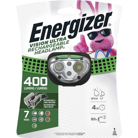 Energizer Vision Ultra HD Rechargeable Headlamp (Includes USB Charging Cable) - LED - 400 lm Lumen - Battery Rechargeable - Batt