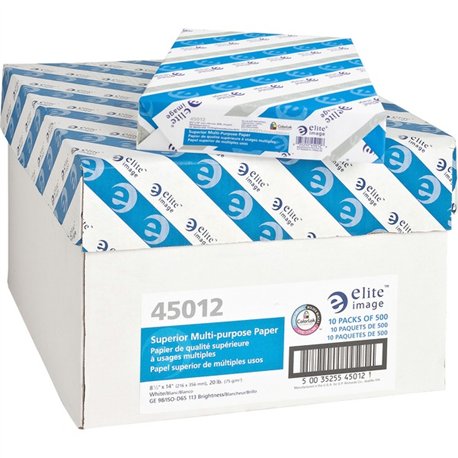 Elite Image Multipurpose Paper - 98 Brightness - Legal - 8 1/2" x 14" - 20 lb Basis Weight - 5000 / Carton - Sustainable Forestr