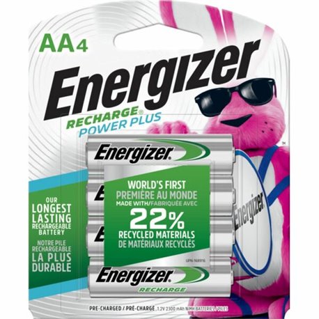 Energizer Recharge Power Plus Rechargeable AA Batteries, 4 Pack - For Multipurpose - Battery Rechargeable - AA - 1.2 V DC - 2300