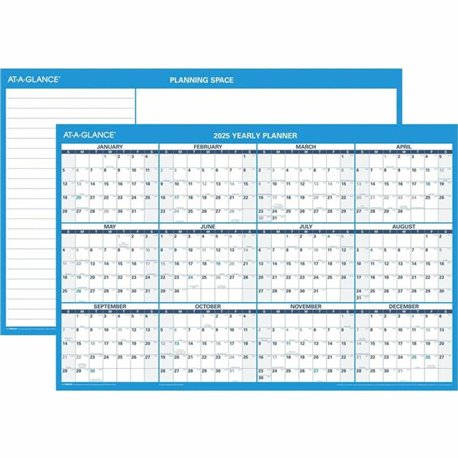 At-A-Glance Horizontal Reversible Erasable Wall Calendar - Large Size - Julian Dates - Yearly - 12 Month - January 2025 - Decemb