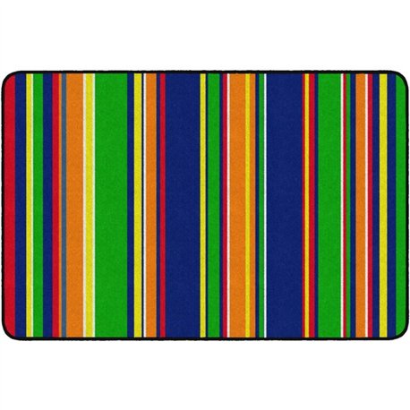 Flagship Carpets Basics Stripes Classroom Rug - 48" Length x 72" Width - Rectangle - Primary - Nylon
