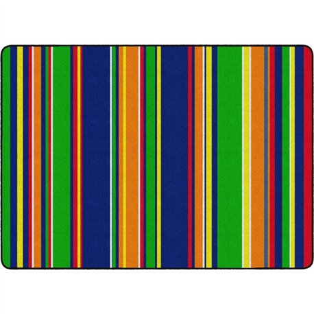Flagship Carpets Basics Stripes Classroom Rug - 72" Length x 100.80" Width - Rectangle - Primary - Nylon
