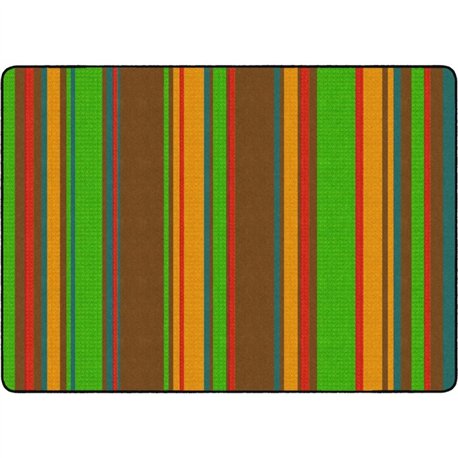 Flagship Carpets Basics Stripes Classroom Rug - 72" Length x 100.80" Width - Rectangle - Muted - Nylon