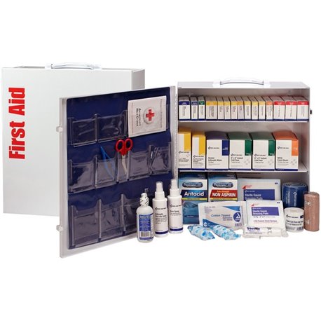 First Aid Only 3-Shelf First Aid Cabinet with Medications - ANSI Compliant - 675 x Piece(s) For 100 x Individual(s) - 15.5" Heig