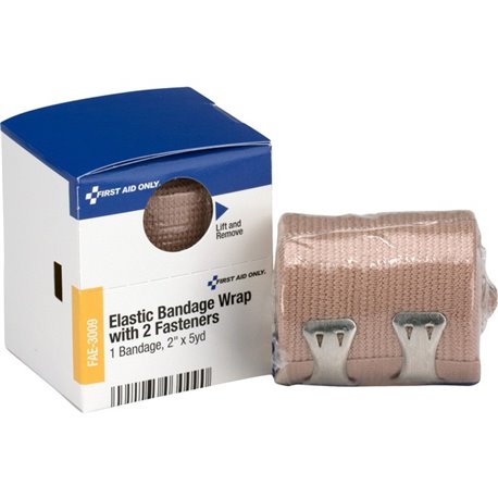 First Aid Only 2-Fastener Elastic Bandage Wrap - 2" x 15 ft - 1/Box - Tan