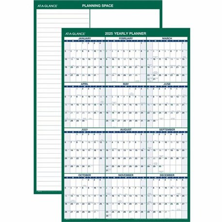 At-A-Glance Vertical Reversible Erasable Wall Calendar - Large Size - Julian Dates - Yearly - 12 Month - January 2025 - December