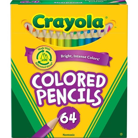 Crayola Colored Pencils - HB Lead - 3.3 mm Lead Diameter - Assorted Lead - Assorted Wood Barrel - 64 / Set